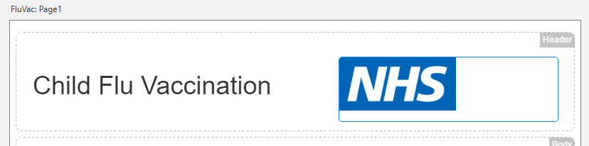 Picture showing the NHS Logo Added to the Header.